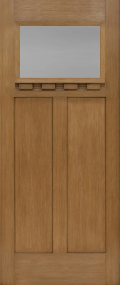 Wood-grain fiberglass entry door by KV Custom Windows + Doors